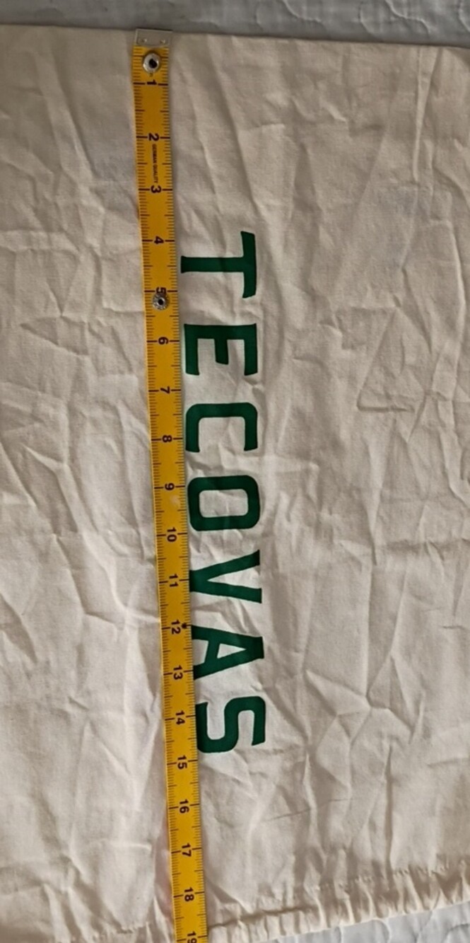 (3) Tecovas Cream Canvas Boot Dust Bag with Green Logo 16 X 20 Inches - Picture 4 of 5